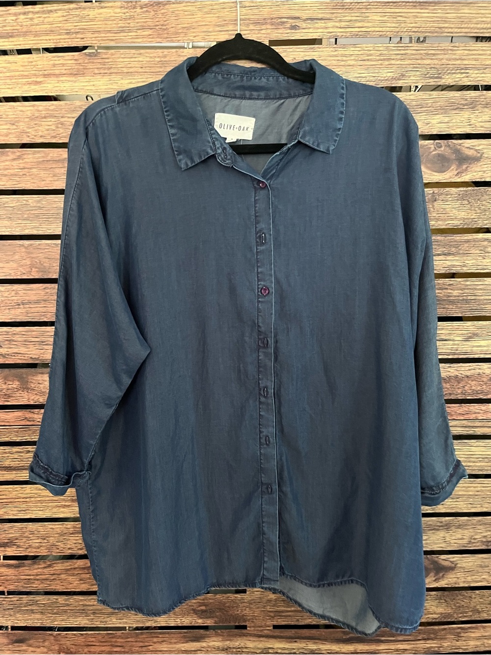 Olive + Oak Denim (ish) button down shirt M